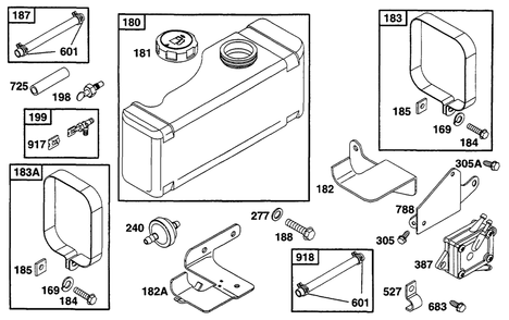 Fuel Tank Grp Diagram and Parts List for 255707-0124-XX  Briggs and Stratton Engine